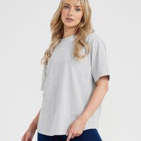 Graphic Oversized Short Sleeve Tee | Silver Marl