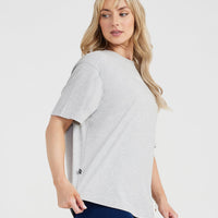 Graphic Oversized Short Sleeve Tee | Silver Marl