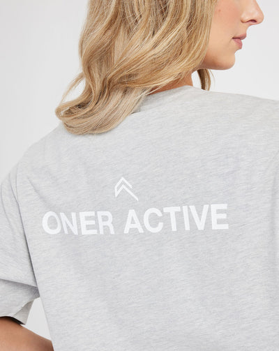 Graphic Oversized Short Sleeve Tee | Silver Marl