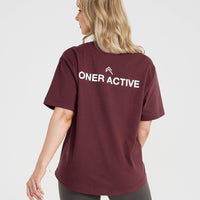 Graphic Oversized Short Sleeve Tee | Washed Rosewood
