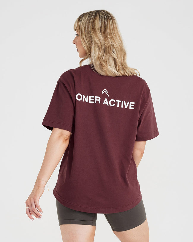 Graphic Oversized Short Sleeve Tee | Washed Rosewood