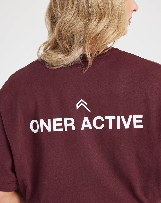 Graphic Oversized Short Sleeve Tee | Washed Rosewood