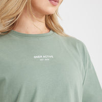 Graphic Oversized Short Sleeve Tee | Washed Sage