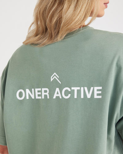 Graphic Oversized Short Sleeve Tee | Washed Sage