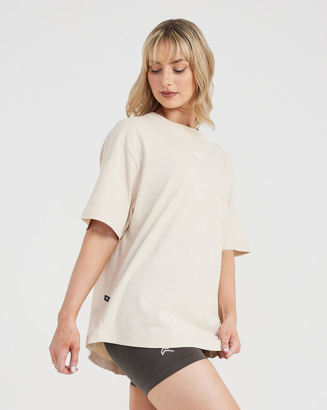 Graphic Oversized Short Sleeve Tee | Washed Sand