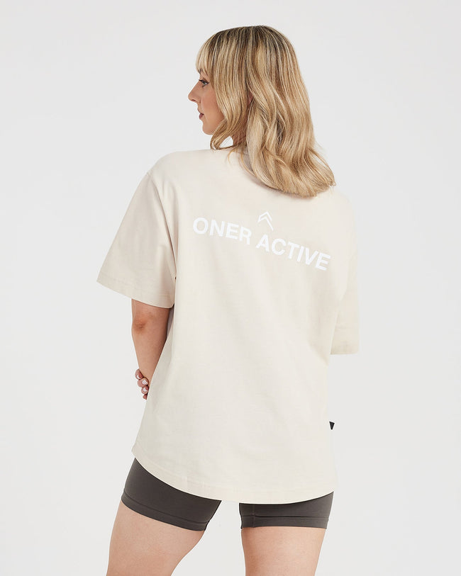 Graphic Oversized Short Sleeve Tee | Washed Sand