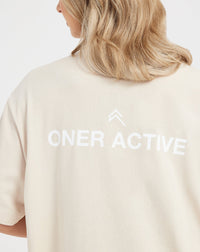 Graphic Oversized Short Sleeve Tee | Washed Sand