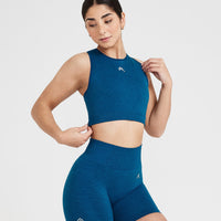 Classic Seamless 2.0 Crop Top | Petrol Blue Marl
