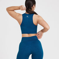 Classic Seamless 2.0 Crop Top | Petrol Blue Marl
