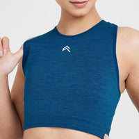 Classic Seamless 2.0 Crop Top | Petrol Blue Marl