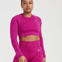 Classic Seamless 2.0 Long Sleeve Crop Top | Fuchsia Marl