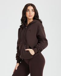 Classic Lounge Oversized Zip Through Hoodie | 70% Cocoa