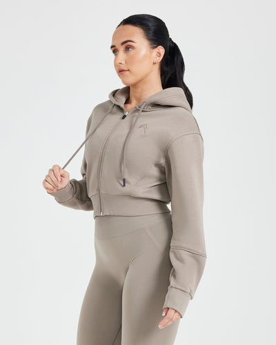 Classic Lounge Cropped Zip Through Hoodie | Minky