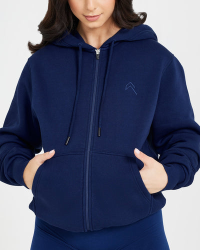 Classic Lounge Oversized Zip Through Hoodie | Midnight