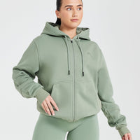 Classic Lounge Oversized Zip Through Hoodie | Sage