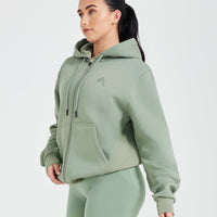 Classic Lounge Oversized Zip Through Hoodie | Sage