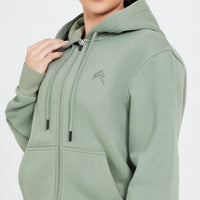Classic Lounge Oversized Zip Through Hoodie | Sage