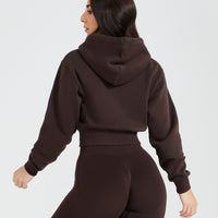 Classic Lounge Cropped Zip Through Hoodie | 70% Cocoa