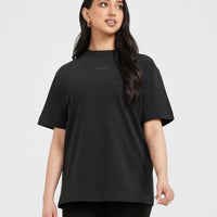 Classic Mirror Graphic Oversized T-Shirt | Washed Black