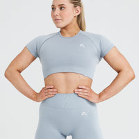 Classic Seamless 2.0 Short Sleeve Crop Top | Smoke Grey Marl
