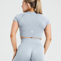 Classic Seamless 2.0 Short Sleeve Crop Top | Smoke Grey Marl