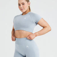 Classic Seamless 2.0 Short Sleeve Crop Top | Smoke Grey Marl