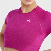 Classic Seamless 2.0 Short Sleeve Crop Top | Fuchsia Marl