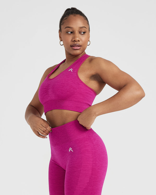 Classic Seamless 2.0 V-Neck Bralette | Fuchsia Marl
