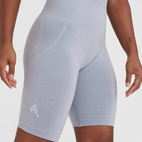 Effortless Seamless Cycling Shorts with White Logo | Metal Grey