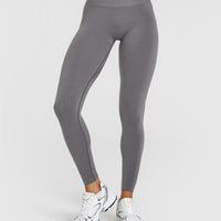 Effortless Seamless Leggings with White Logo | Ash Grey