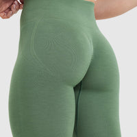 Effortless Seamless Leggings with White Logo | Forest Green