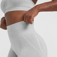 Effortless Seamless Leggings with White Logo | Grey Marl