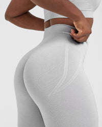Effortless Seamless Leggings with White Logo | Grey Marl