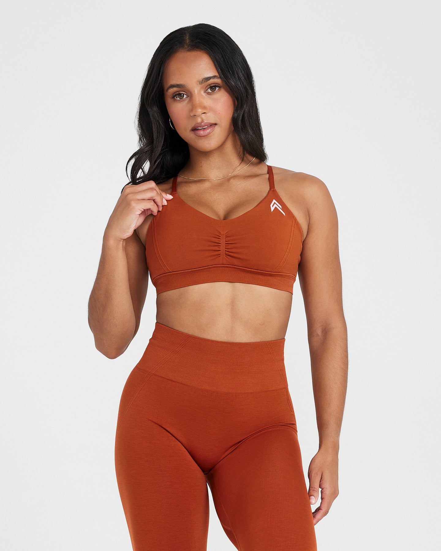 Effortless Micro Bralette with White Logo | Warm Copper