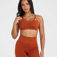 Effortless Micro Bralette with White Logo | Warm Copper