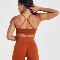 Effortless Micro Bralette with White Logo | Warm Copper