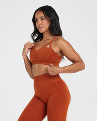 Effortless Micro Bralette with White Logo | Warm Copper
