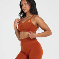 Effortless Micro Bralette with White Logo | Warm Copper