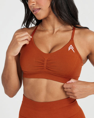 Effortless Micro Bralette with White Logo | Warm Copper