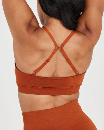 Effortless Micro Bralette with White Logo | Warm Copper