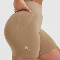Effortless Seamless Shorts with White Logo | Dune Brown