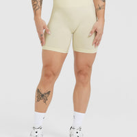 Effortless Seamless Shorts with White Logo | Vanilla