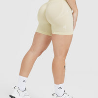 Effortless Seamless Shorts with White Logo | Vanilla