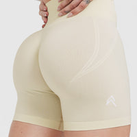 Effortless Seamless Shorts with White Logo | Vanilla