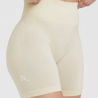 Effortless Seamless Shorts with White Logo | Vanilla