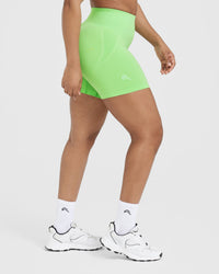 Effortless Seamless Shorts with White Logo | Apple Green