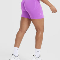 Effortless Seamless Shorts with White Logo | Grape Purple