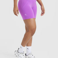 Effortless Seamless Shorts with White Logo | Grape Purple