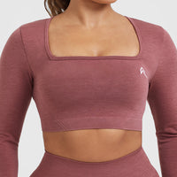 Effortless Square Neck Crop Long Sleeve Top | Berry