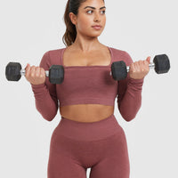 Effortless Square Neck Crop Long Sleeve Top | Berry